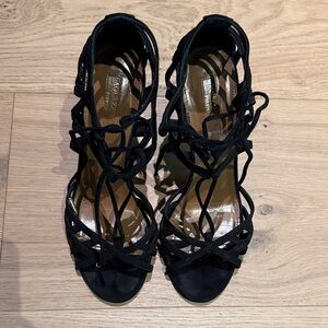 Aquazzura Elegant Black Lace-Up Heels